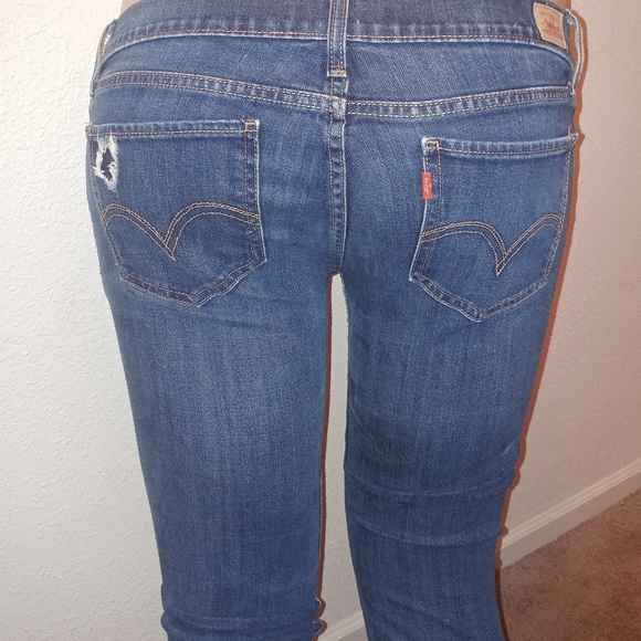 SOLD • Levi's • y2k denim blue jeans distressed too superlow skinny fit [15] - Picture 4 of 9